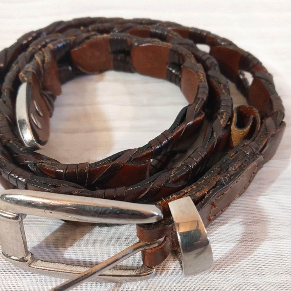 Braided Made In India Leather Belt With Brass Buckle ML